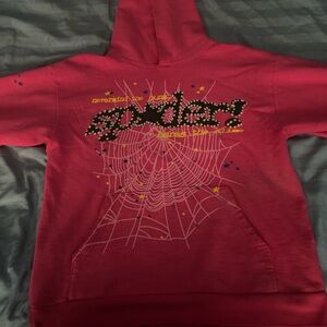 Kids Spider Graphic Hoodie - Vibrant Red